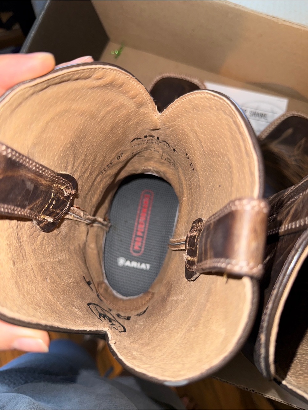 Ariat Brown Distressed Leather Western Boots with Classic Stitching - Picture 3 of 8